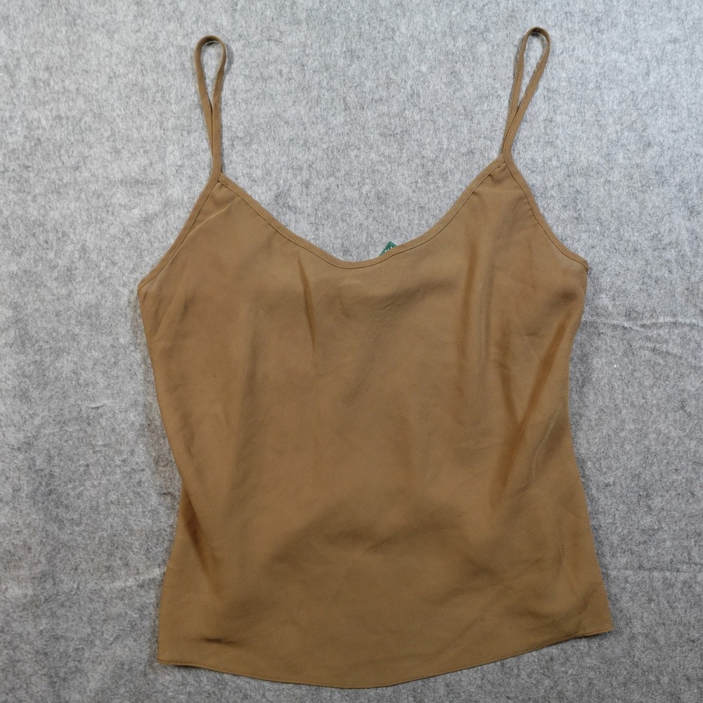 Ralph Lauren Top Womens Medium Brown Cami Tank‎ Casual Boxy Spaghetti Strap